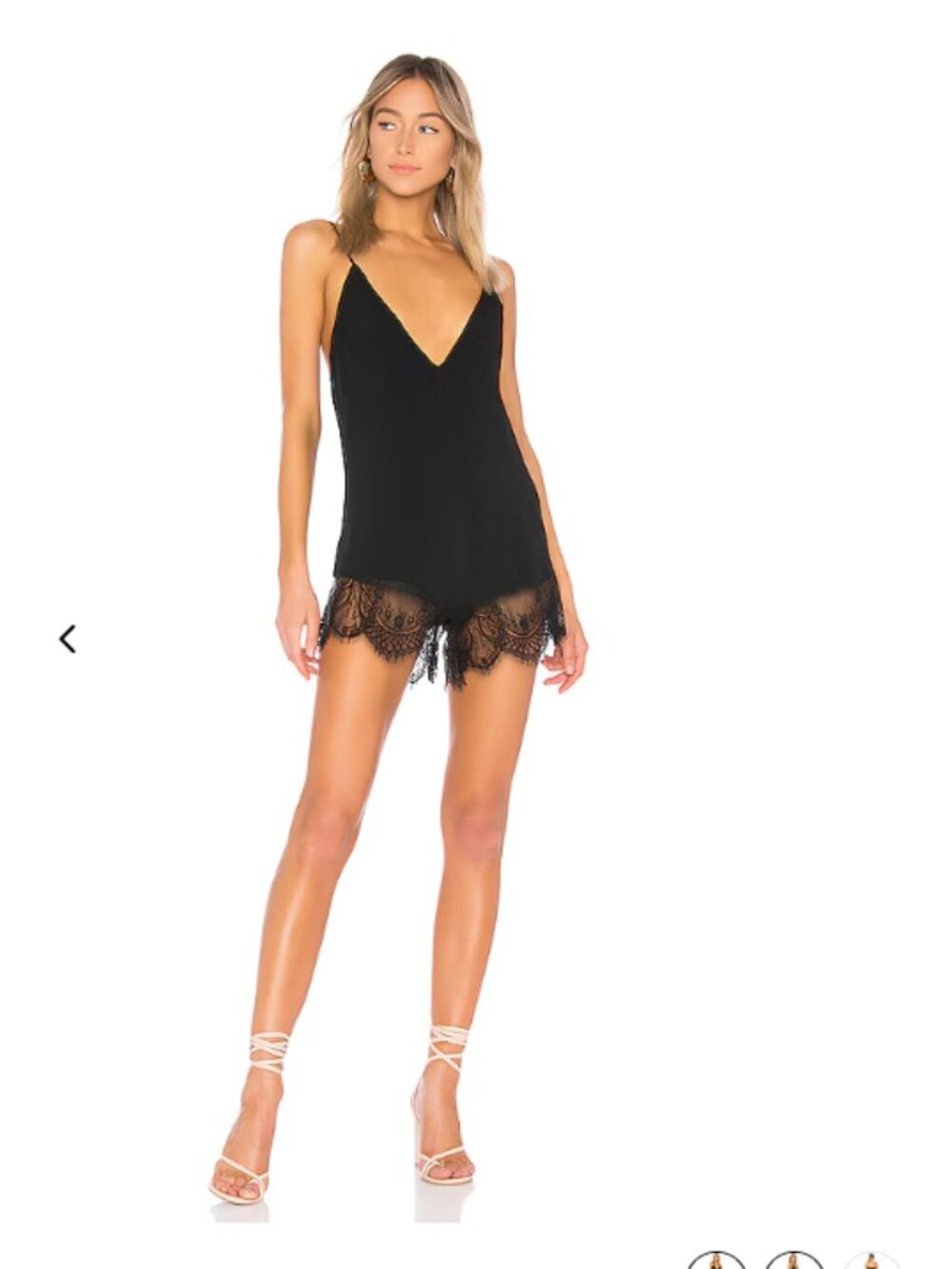 Superdown Gigi Black Cami Romper - M - Revolve Lace Trim V Neck